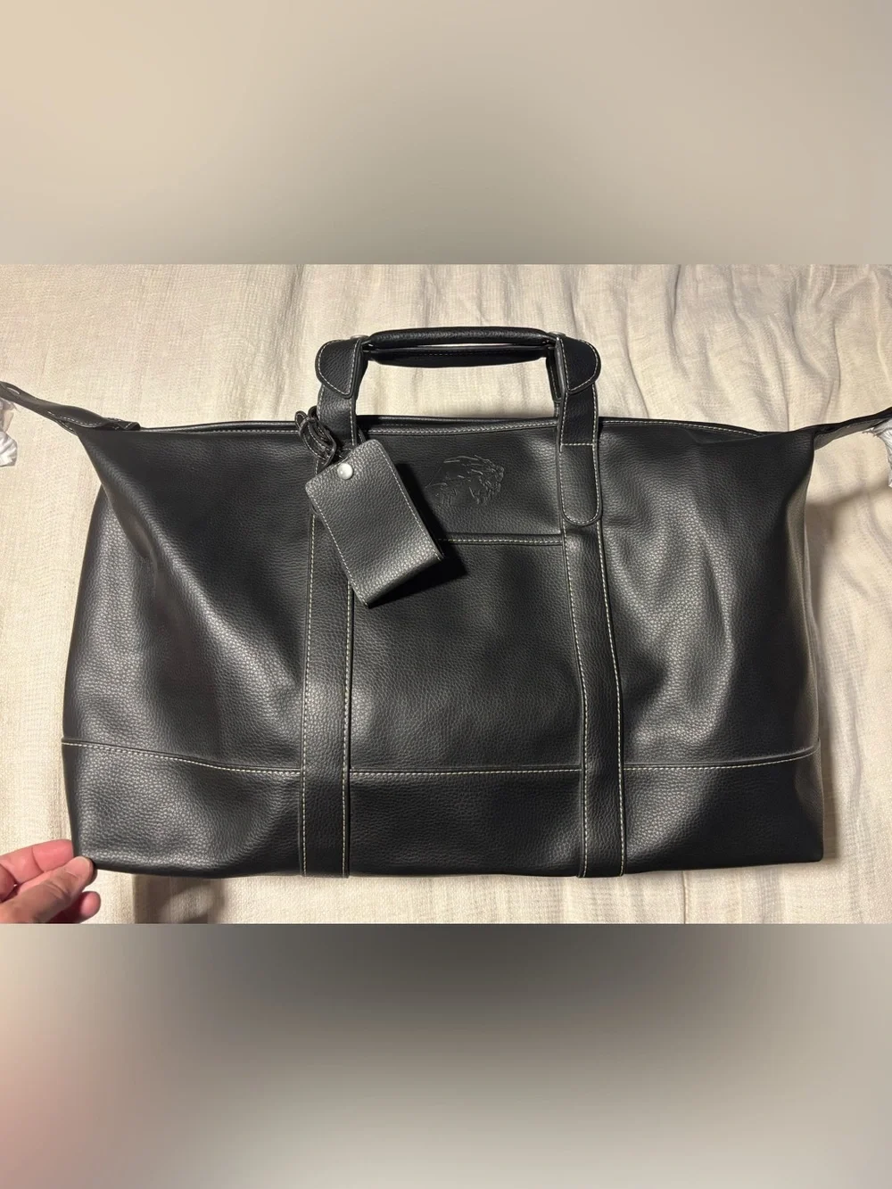 Barrington Black Vegan Leather Duffel Bag - New - Albright College Design